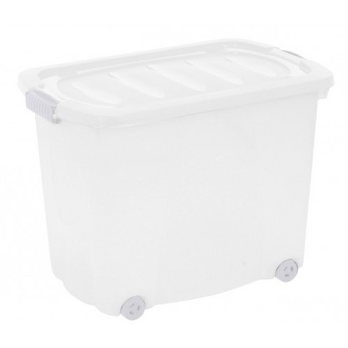 KAISERHOFF Úložný box pojízdný s klip víkem 60 l plastový 60x38x44 cm bílý KO-Y54980790