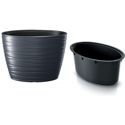 Prosperplast MAZE Květináč oválný s vkladem 58,5cm, antracit DBMZE600 Prosperplast MAZE Květináč oválný s vkladem 58,5cm, antracit DBMZE600