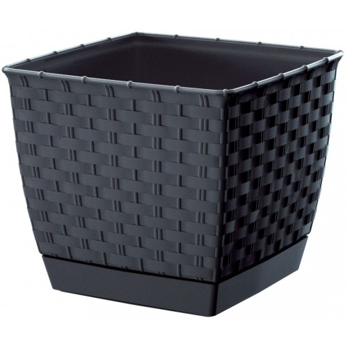 Prosperplast RATOLLA SQUARE Květináč s miskou 25cm, 8,2l, antracit DRLK250 Prosperplast RATOLLA SQUARE Květináč s miskou 25cm, 8,2l, antracit DRLK250