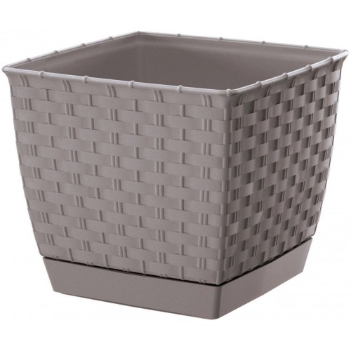 Prosperplast RATOLLA SQUARE Květináč s miskou 25cm, 8,2l, mocca DRLK250 Prosperplast RATOLLA SQUARE Květináč s miskou 25cm, 8,2l, mocca DRLK250
