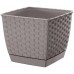 Prosperplast RATOLLA SQUARE Květináč s miskou 25cm, 8,2l, mocca DRLK250