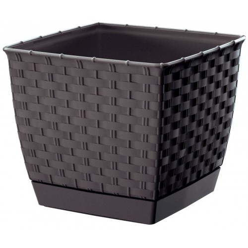 Prosperplast RATOLLA SQUARE Květináč s miskou 25cm, 8,2l, umbra DRLK250 Prosperplast RATOLLA SQUARE Květináč s miskou 25cm, 8,2l, umbra DRLK250