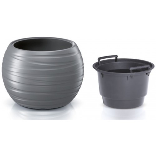 Prosperplast MAZE Květináč kulatý s vkladem 39,6cm, šedý kámen DBMZK400 Prosperplast MAZE Květináč kulatý s vkladem 39,6cm, šedý kámen DBMZK400