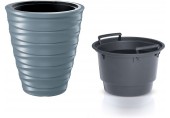 Prosperplast FREZE Květináč nízký s vkladem 38,3cm, světle šedá DBFE400