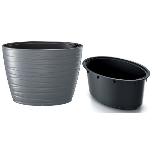 Prosperplast MAZE Květináč oválný s vkladem 58,5cm, šedý kámen DBMZE600