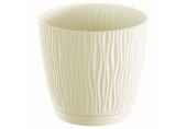 PROSPERPLAST SANDY P Květináč s miskou 16,8 cm, krémová DSY170P