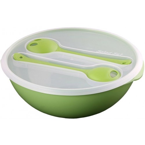 LIFE STORY Salátová mísa s víkem a servírovacím příborem 3,5 l