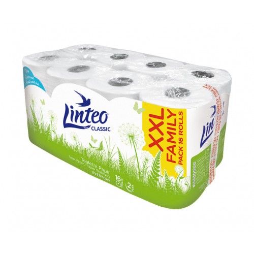 LINTEO Toaletní papír 16 rolí, bílý, 2-vrstvý 20681