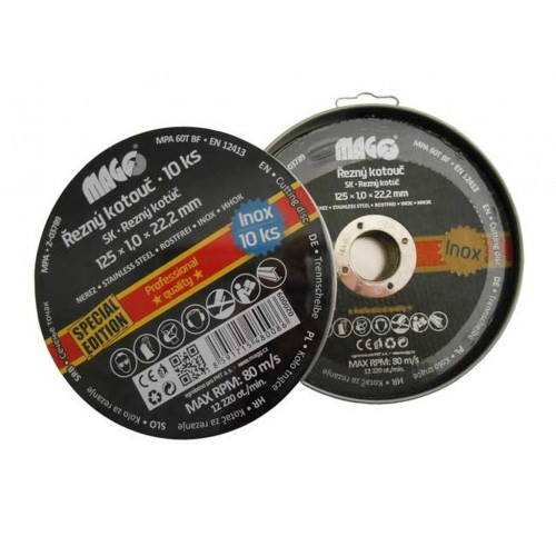 MAGG řezné kotouče 125 x 1,0 x 22,2 mm speciální edice 10 ks 020009