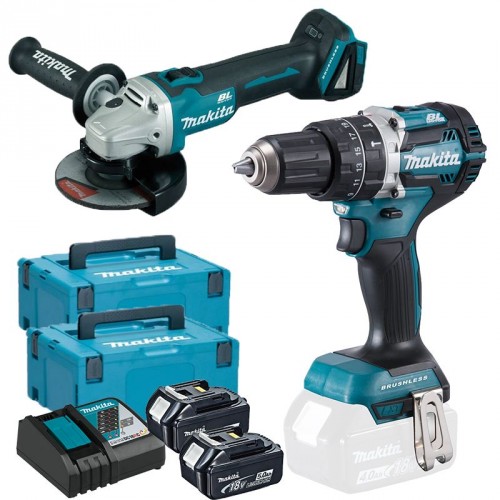 Makita DLX2179TJ1 Aku Sada DGA504Z+DHP484Z+ 2x Akku BL1850B v Makpac kufru