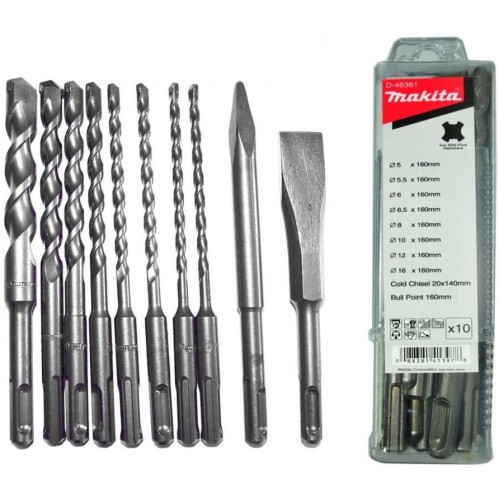 MAKITA D-46361 SDS-Plus sada vrtáků a sekáčů, 10ks MAKITA D-46361 SDS-Plus sada vrtáků a sekáčů, 10ks