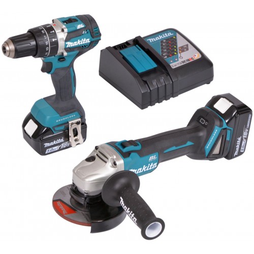 MAKITA DLX2210TJ1 Aku sada DGA506+DHP484 Li-ion LXT 18V (2x5,0Ah+DC18RC+MAKPAC)