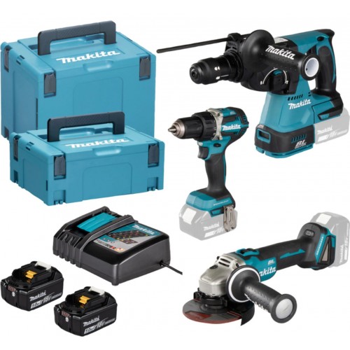 MAKITA DLX3195JX1 Aku set DDF484+DGA504+DHR243+DC18RC+2x BL1850B+2xMakpac