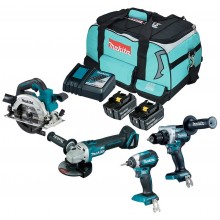 MAKITA DLX4156TX1 Aku sada nářadí(DDF486+DGA504+DHS660+DTD153+2xBL1850B) Taška