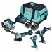 MAKITA DLX4156TX1 Aku sada nářadí(DDF486+DGA504+DHS660+DTD153+2xBL1850B) Taška