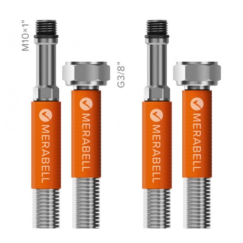MERABELL Aqua,hadice pro vodovodní baterie, G3/8"-M10x1 dlouhý závit-2ks+perlátor,délka 70cm M0015