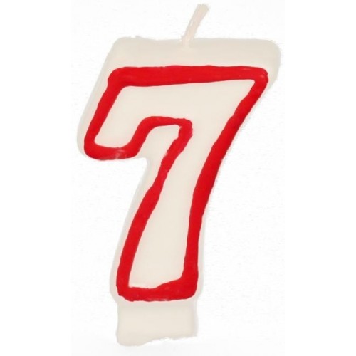 PAPSTAR Narozeninová svíčka - číslice 7 - bílá s červeným okrajem 7,3cm