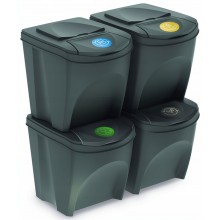 Prosperplast SORTIBOX Sada 4 odpadkových košů 4x25l, šedý kámen IKWB25S4