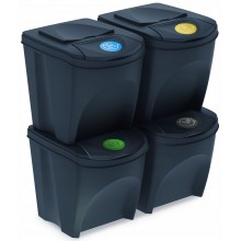 Prosperplast SORTIBOX Sada 4 odpadkových košů 4x25l, antracit IKWB25S4