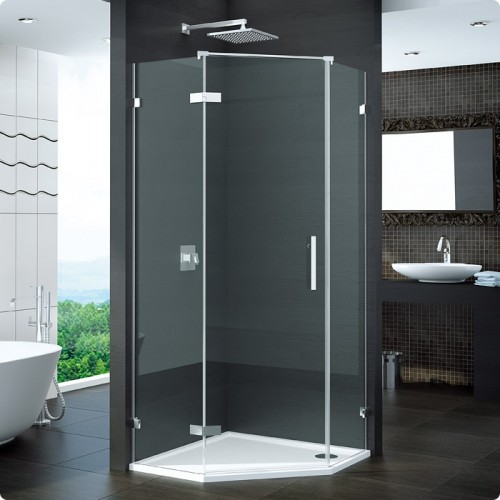 RONAL PUT51 Pur stěna pro ptětiúhelník L-kování*, <2m, chrom/čiré sklo PUT51SM21007