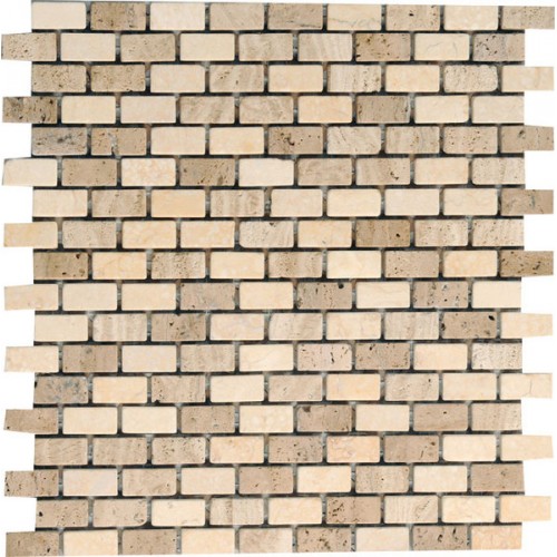 SAPHO ROCA BEIGE&TRAVERTIN kamenná mozaika, plato 30,5x30,5; 1,5x3 (bal. 15 ks) HPF335