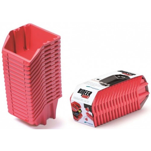 Prosperplast BINEER SHORT SET Plastové úložné boxy 16 kusů, 118x98x70mm,, červená KBISS10-3