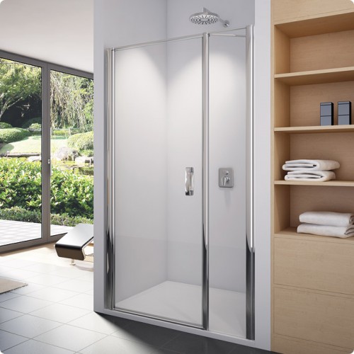 RONAL SL31 Swing-Line jednokřídlé dveře + stěna, 120 cm, bílá/čiré sklo SL13112000407