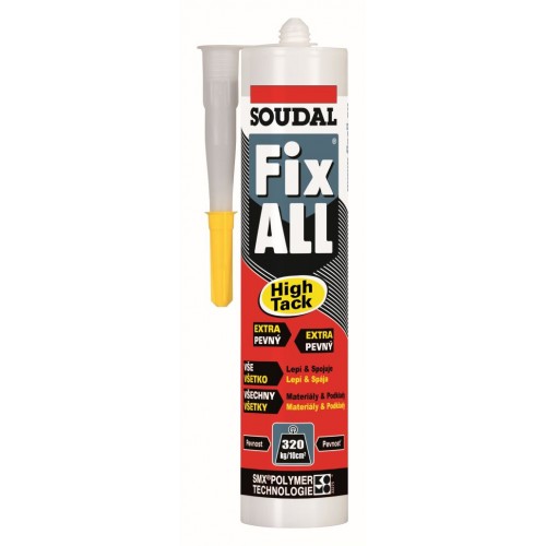 SOUDAL FIX ALL HIGH TACK pružný lepicí tmel 290 ml, bílý SOUDAL FIX ALL HIGH TACK pružný lepicí tmel 290 ml, bílý
