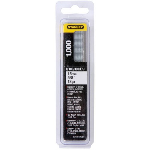 STANLEY 1-SWK-BN0625T 15mm/5/8"/18 Kolářské hřebíky typ 8/300/E/J, 1000ks