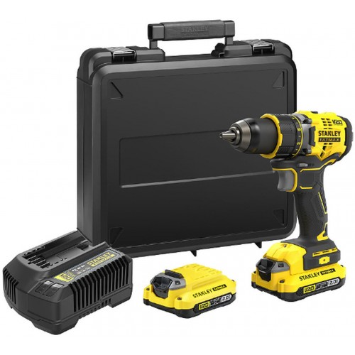 STANLEY SFMCD720D2K FatMax V20 Aku bezuhlíková vrtačka (80Nm/18V/2x2,0Ah), kufr