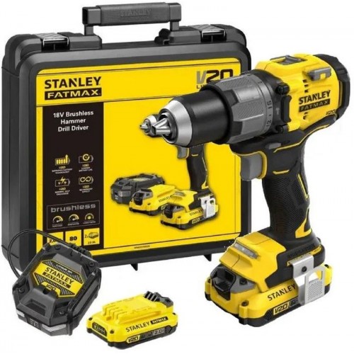 STANLEY SFMCD725D2K FatMax V20 Aku bezuhlíková vrtačka (80Nm/18V/2x2,0Ah), kufr