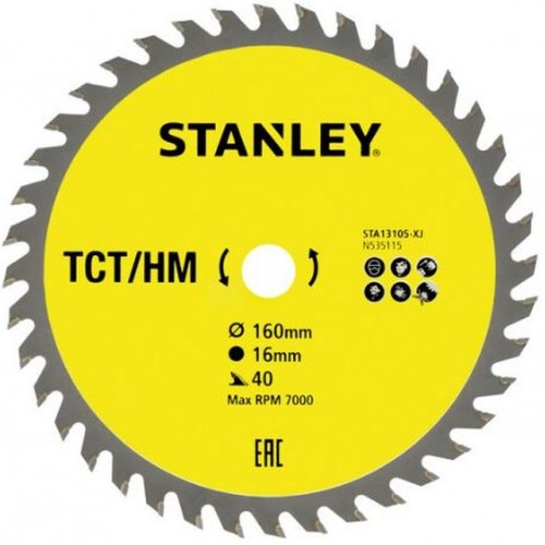 STANLEY STA13105 Pilový kotouč TCT/HM pro příčné řezy 160x16mm, 40 zubů