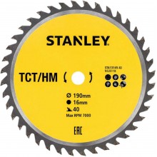STANLEY STA13145 Pilový kotouč TCT/HM pro příčné řezy 190x16mm, 40 zubů