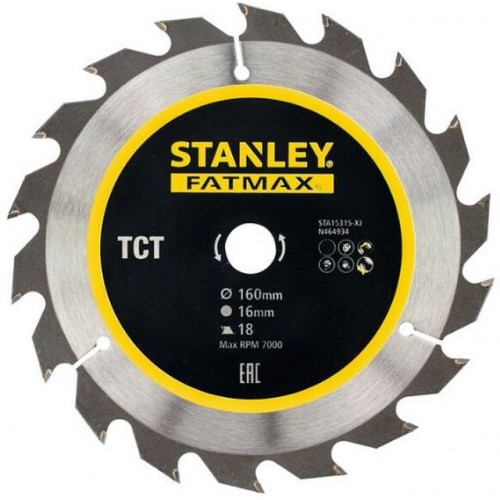 STANLEY STA15315 Pilový kotouč TCT/HM brousitelný pro podélné řezy 160x16mm, 18 zubů