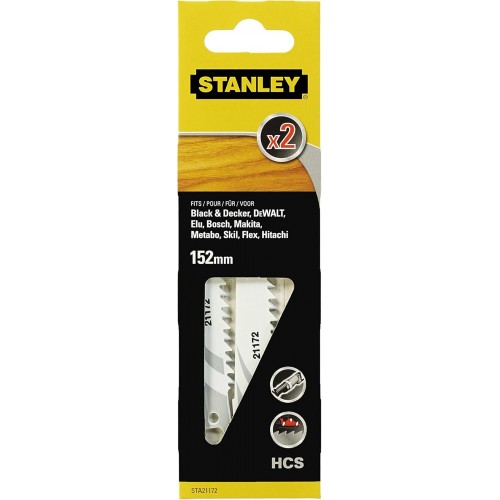 STANLEY STA21172 Pilové listy HCS na dřevo a plast pro mečovou pilu, délka 152mm, 2ks STANLEY STA21172 Pilové listy HCS na dřevo a plast pro mečovou pilu, délka 152mm, 2ks