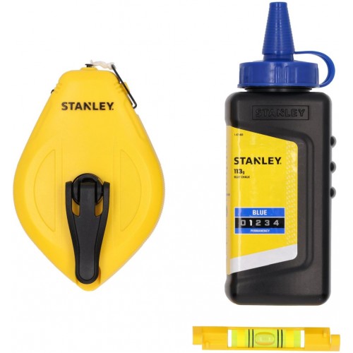 STANLEY STHT47113-0 Značkovací šňůra 1:1, 30m s modrou křídou a vodováhou STANLEY STHT47113-0 Značkovací šňůra 1:1, 30m s modrou křídou a vodováhou