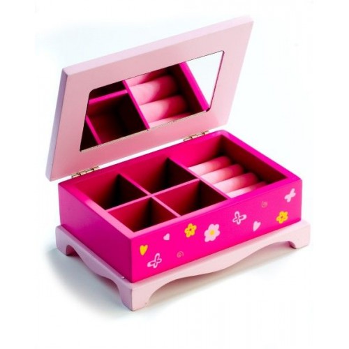 Skříňka šperkovnice Princess, zrcadlo, dřevo 17x7x11,5cm 00100023