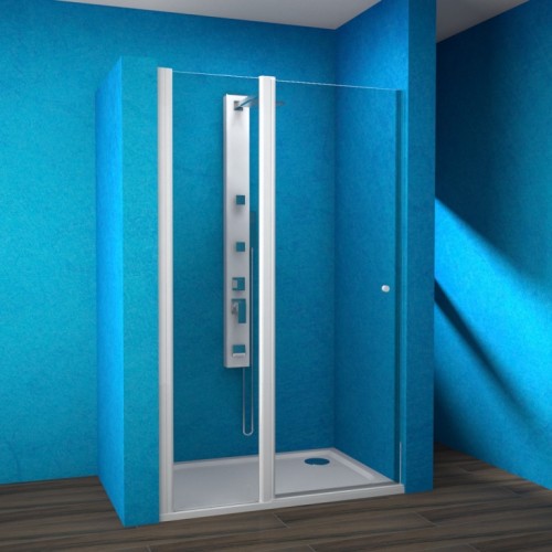 TEIKO Emotion ESDKR 1-1/140 L Sprchové dveře s pevnou stěnou 140x190cm, elox V336140L55T41002