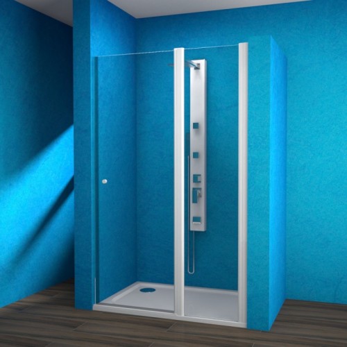 TEIKO Emotion ESDKR 1-1/140 P Sprchové dveře s pevnou stěnou 140x190cm, leštěný hliník V336140R55T41001