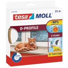 TESA MOLL Gumové těsnění, bílé, na okna a dveře, D profil, 25m 05389-00000-00