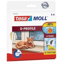 TESA MOLL Gumové těsnění, bílé, na okna a dveře, D profil, 6m 05393-00102-00