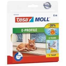 TESA MOLL Gumové těsnění, bílé, na okna a dveře, E profil, 6m 05463-00122-00