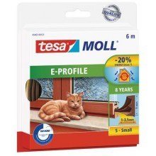 TESA MOLL Gumové těsnění, hnědé, na okna a dveře, E profil, 6m 05463-00123-00