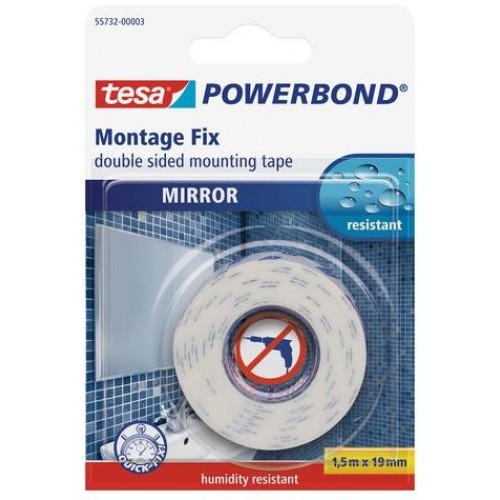 TESA Powerbond Montážní oboustranná pěnová páska na zrcadla, bílá, 1,5m x 19mm 55732-00003-02