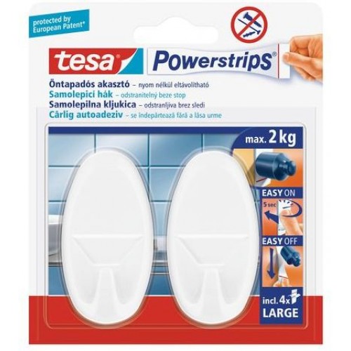 TESA Powerstrips háček oválný velký bílý plast, nosnost 2kg 58013-00055-01