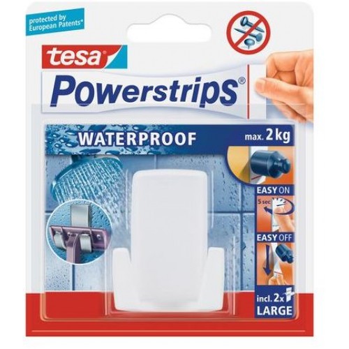 TESA Powerstrips Waterproof háček voděodolný, na holicí strojek, bílý plast, nosnost 2kg 59703-00000-00