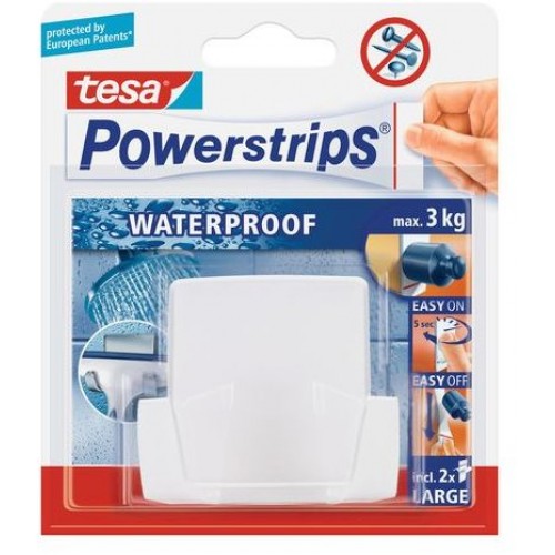 TESA Powerstrips Waterproof háček voděodolný, dvojháček, bílý plast, nosnost 3kg 59704-00000-00