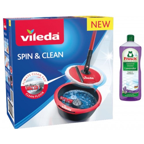 VILEDA Spin & Clean mop 161821 + FROSCH Eko Univerzální čistič Levandule 1000ml VILEDA Spin & Clean mop 161821 + FROSCH Eko Univerzální čistič Levandule 1000ml