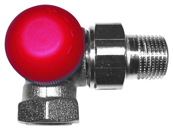 HERZ TS-90-V-Termostatický ventil úhlový levý 1/2 ", M 28 x 1,5 červená krytka 1775867