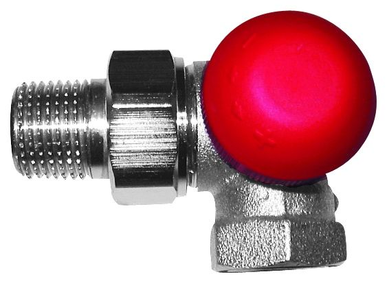 HERZ TS-90-V-Termostatický ventil úhlový pravý 1/2", M 28 x 1,5 červená krytka 1775967